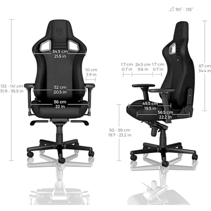 noblechairs Epic Gaming Stuhl - Bürostuhl - Schreibtischstuhl - Hybrid-Kunstleder - Inklusive Kissen - Black Edition – Bild 3