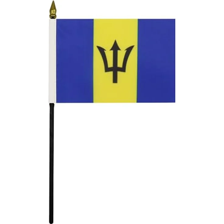 AZ FLAG - Tischflagge Barbados - 15x10 cm Goldene Splitze - Barbados Tischfahne 10 x 15 Cm - Flaggen – Bild 2
