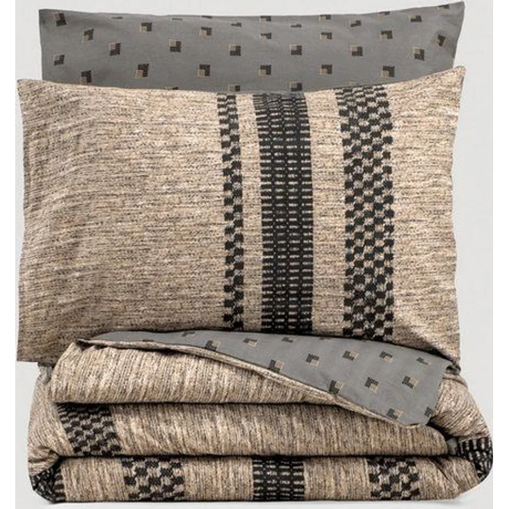 L'Essentiel Maison Bettwäsche Set Arlo Modernes Design in Braun, Schwarz & Grau, Biber Bett Set, 100% COTTON RANFORCE, 3 teilig, Atmungsaktive Ranforce-Qualität, 145 g/m² Fadenzahl – Bild 2