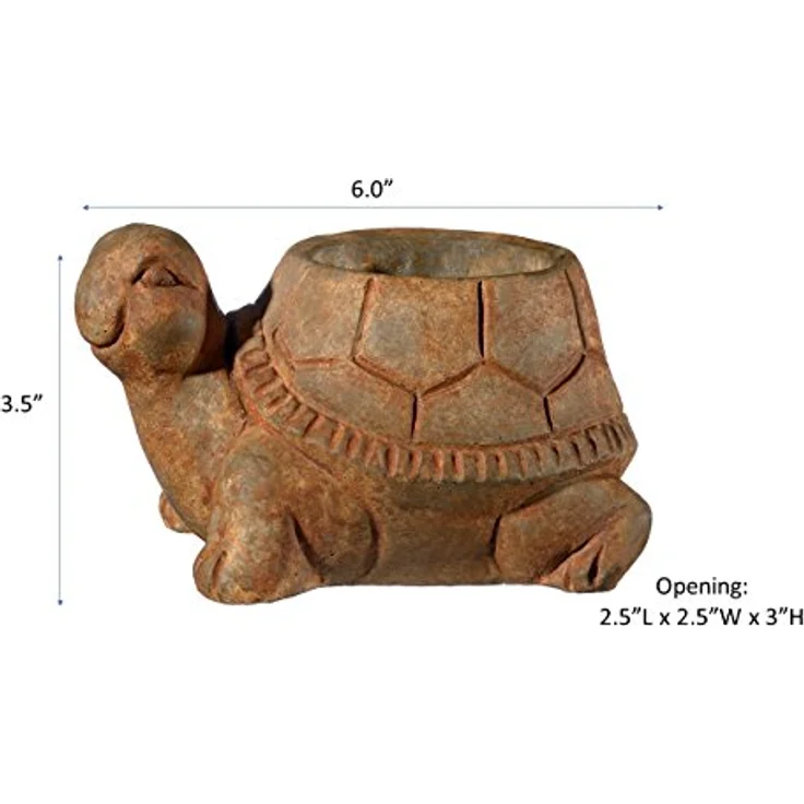 Classic Home and Garden Cement Buddies Pflanzgefäß Schildkröte, für Innen- und Außenbereich, mit Ablaufloch, Rostbraun, klein, ca. 15,2 cm – Bild 5