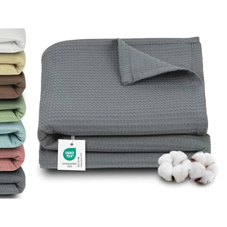 Zollner Kuscheldecke, Grau, 150x200 cm, 100% Baumwolle, Oeko-Tex® Standard 100, waschbar bis 60°C