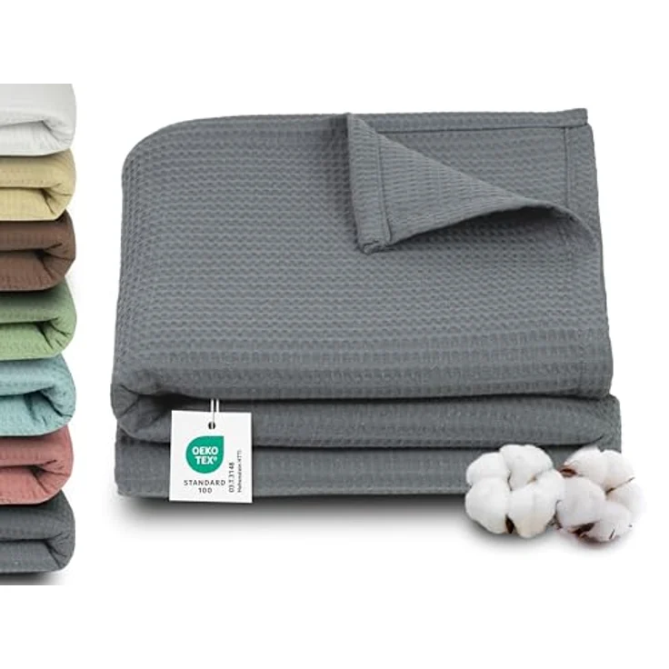 Zollner Kuscheldecke, Grau, 150x200 cm, 100% Baumwolle, Oeko-Tex® Standard 100, waschbar bis 60°C – Bild 1