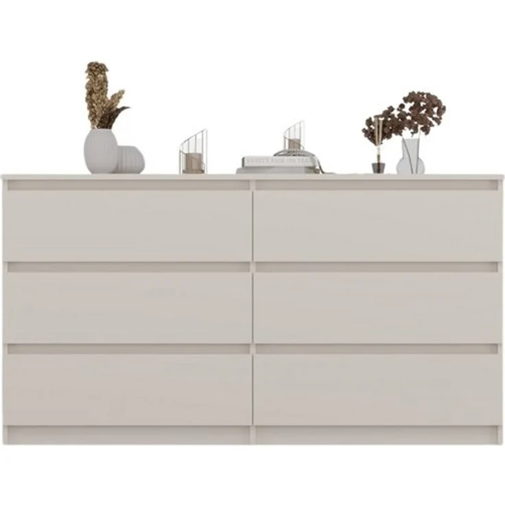 Home Collective Kommode Highboard Sideboard für Flur Schlafzimmer Wohnzimmer (Perfekt für Wohnzimmer, Schlafzimmer oder Esszimmer), mit 6 Schubladen, Breite 140 cm Höhe 75, Beige – Bild 2