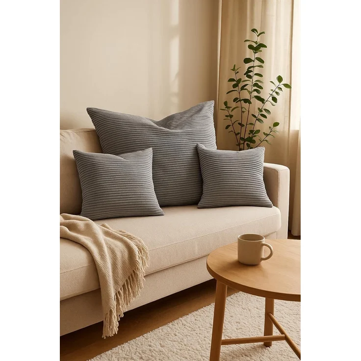 XDREAM Dekokissen Zierkissen, Sofakissen-Set bestehend aus 1x 90x90 cm und 2x 45x45 cm, gemütliches Sofakissen mit robuster und moderner Cord-Optik