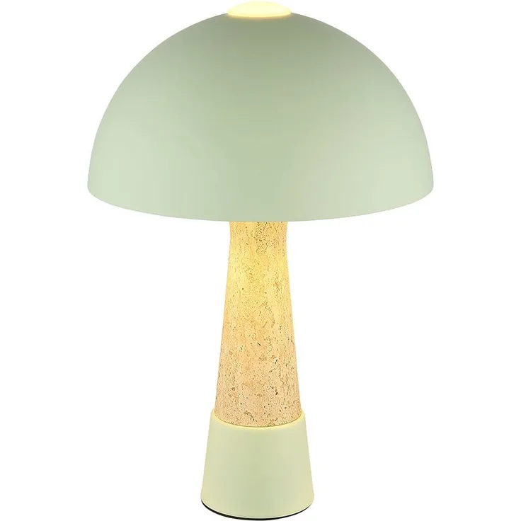 Tischleuchte, Schalter, grün, Travertin-Optik, H 36,5 cm