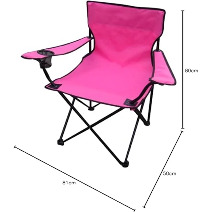 Anglersessel Campingstuhl mit Getränkehalter Outdoorstuhl Tasche Pink – Bild 2