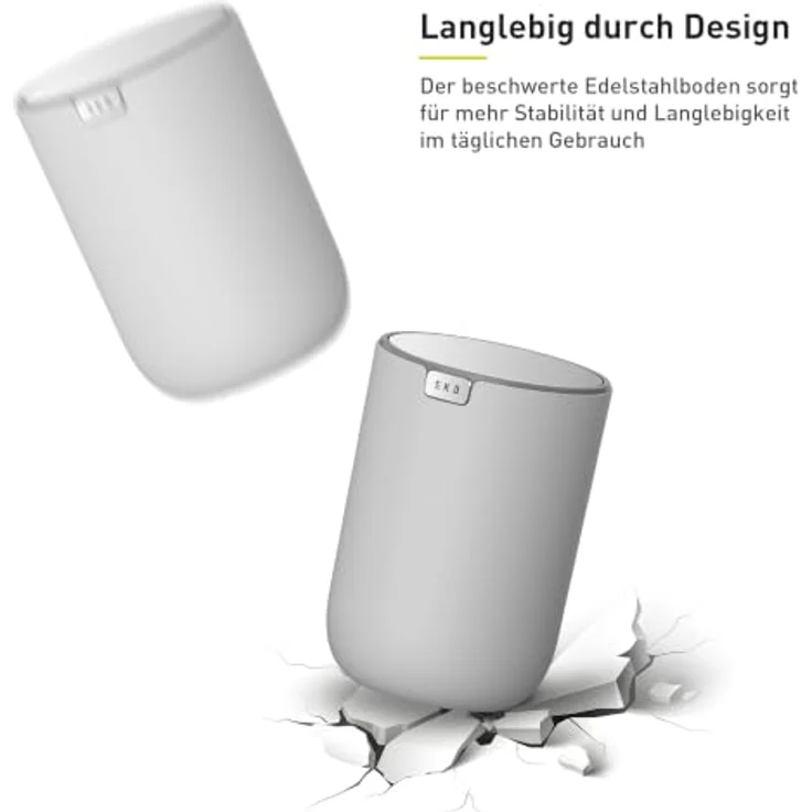 EKO Mini Tischmülleimer mit Schwingdeckel, 1,5 Liter Kosmetikeimer, kleiner Schreibtisch-Mülleimer, runder Tischabfalleimer für Büro, Bad, Schreibtisch, Schlafzimmer (Grau) – Bild 5