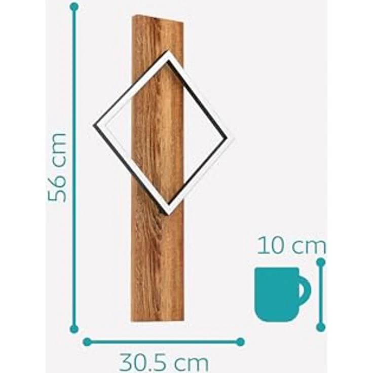 EGLO LED Wandlampe innen Boyal, Wandleuchte mit Holzbalken, Flurlampe Wand aus einem rustikalem Holz und schwarzem Metall, Wandstrahler FSC zertifiziert, warmweiß, 56 cm – Bild 6
