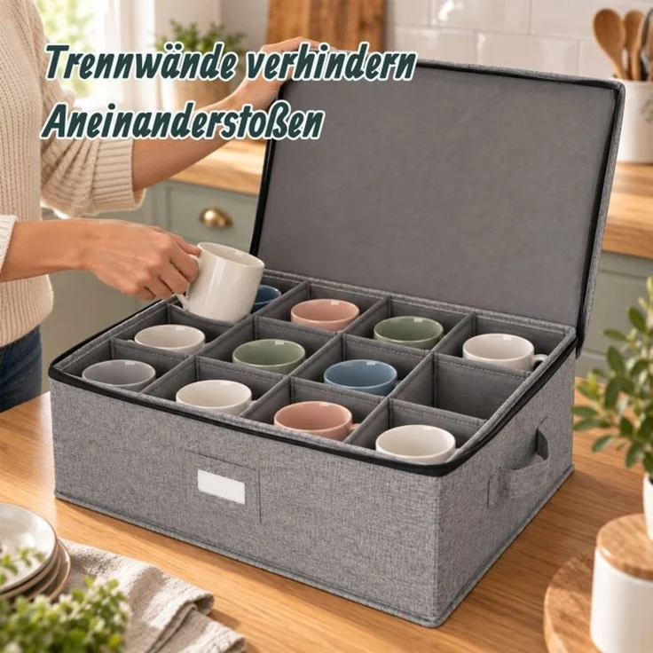 Relaxdays Aufbewahrungsbox für Geschirr 2er Set – Bild 6