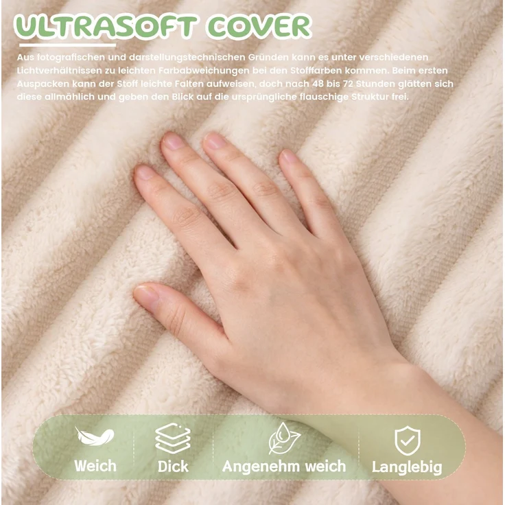 DESVIAE Sitzsack Beige aus Cord – ergonomisch geschwungene Form, 69 x 72 x 51 cm – Bild 5