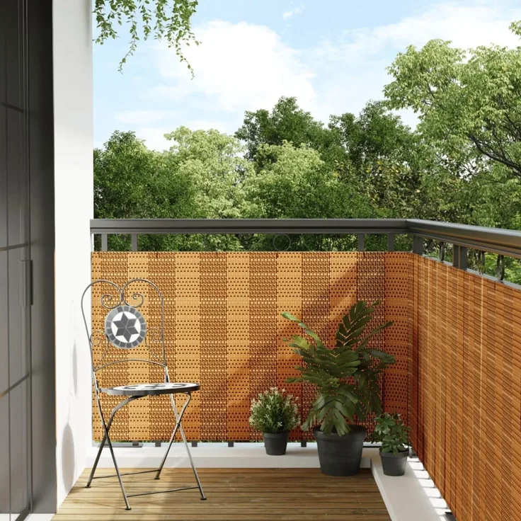 vidaXL Balkon-Sichtschutz Hellbraun 300x90 cm Poly Rattan 156266