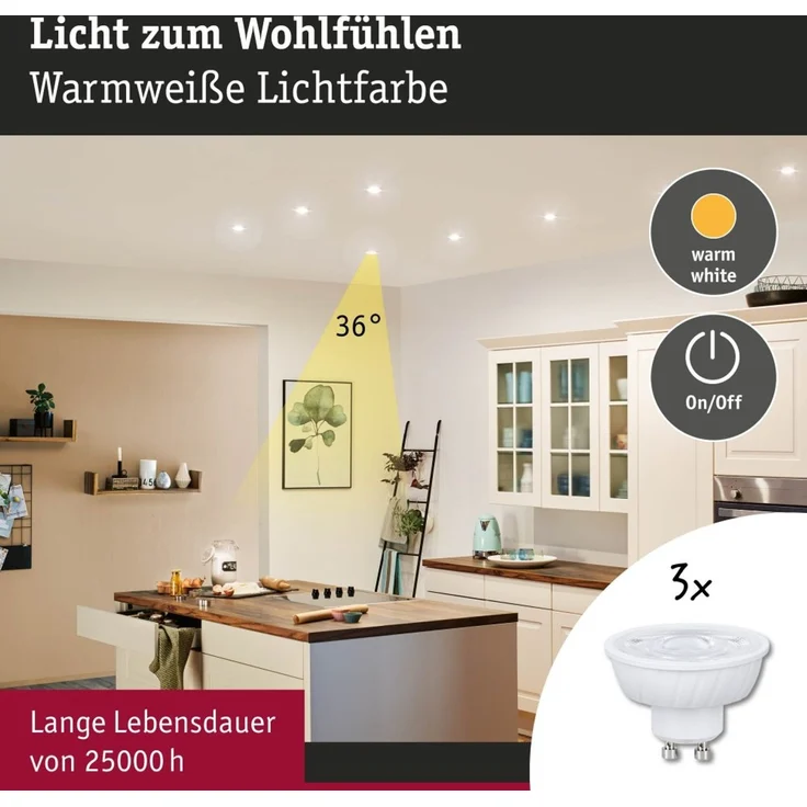 Paulmann 29268 Standard 230V LED Reflektor 3-er Set GU10 550lm 2700K Signalweiß – Bild 7
