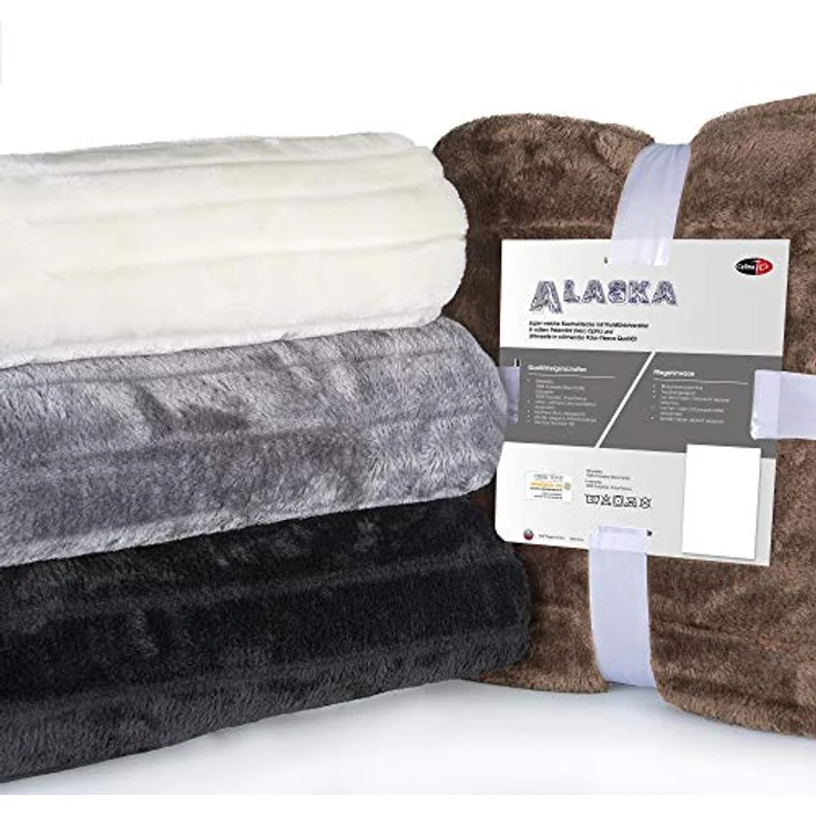 Wohndecke Alaska Kuscheldecke Sofa Felloptik Pelzimitat 150x200cm schwarz, CelinaTex, allergikergeeignet,bügelfrei,flauschig,kuschelweich,mollig warm – Bild 2