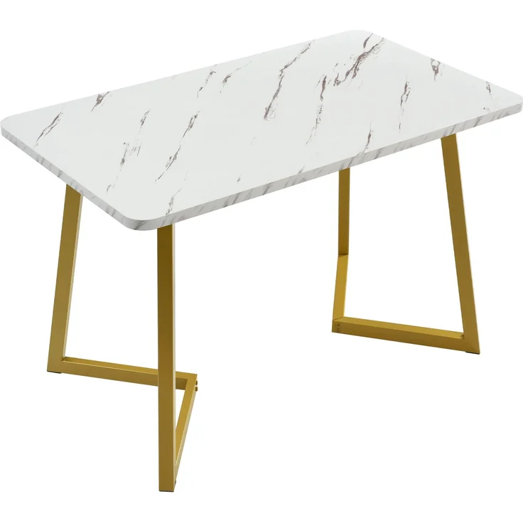 Essgruppe 5-teilig mit Esstisch 117×68 cm in Marmoroptik und 4 schwarzen Samtstühlen, moderner rechteckiger Küchentisch Set – Bild 7