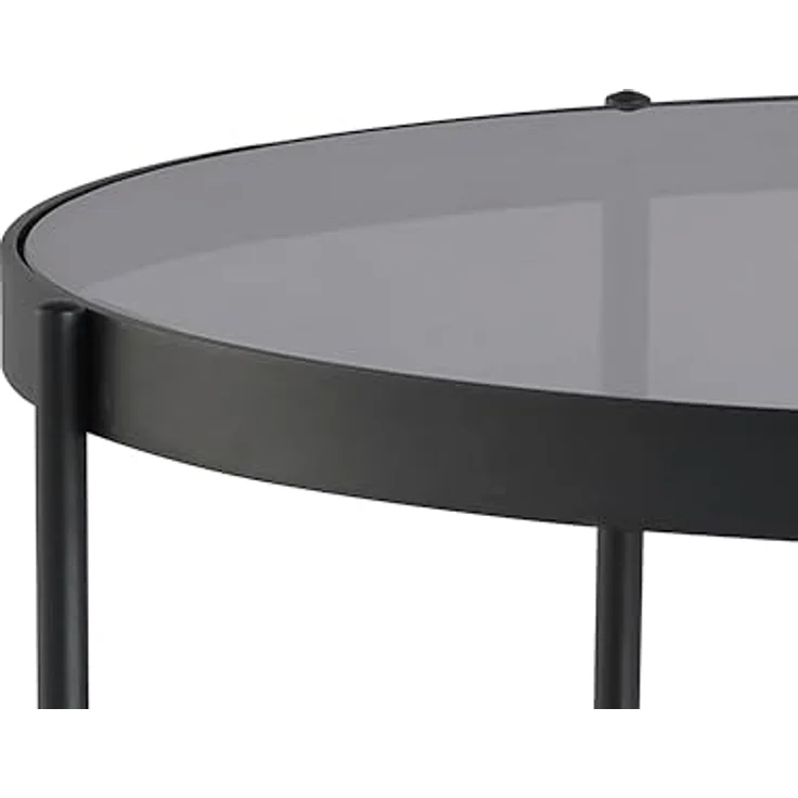 MID.YOU Couchtisch, rund, Schwarz, Metall und Glas, 73.5x42.5x73.5 cm, einfacher Aufbau – Bild 5