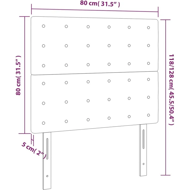 vidaXL LED Kopfteil Weiß 80 x 5 x 118/128 cm Kunstleder 3122497 – Bild 6