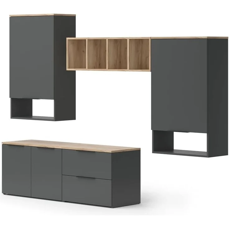 Wohnwand Wido Anthrazit 5 Teile Vicco – Bild 1