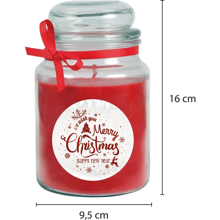 Duftkerze im Glas - Weihnachten Rot - Bonbon 500gr ( 110h ) – Bild 2