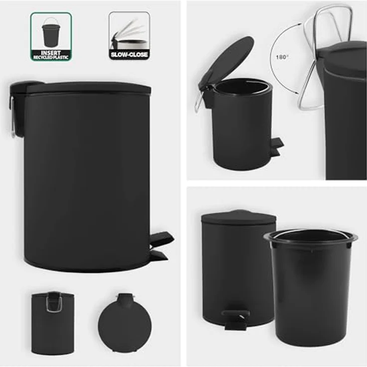 Treteimer Adelar - Schwarz matt 3 Liter – Bild 8