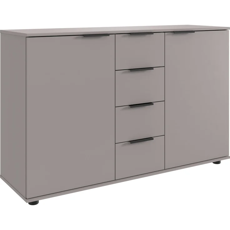 Schlafzimmer-Set >Tilburg< (5tlg.) Bett 168x92x210cm, Schrank, Kommoden, Saharagrau / Grafit – Bild 5