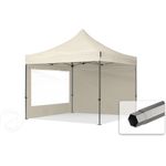3x3 m Faltpavillon, PREMIUM Stahl 40mm, Seitenteile mit Panoramafenstern, creme