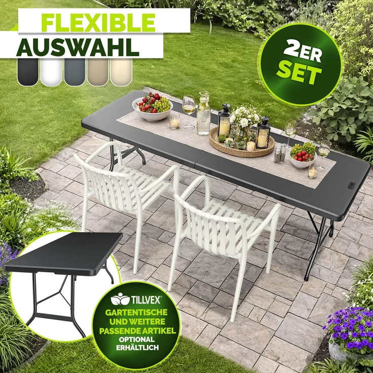 tillvex® Gartenstühle 2er Set Stapelbar Wetterfest mit Armlehne | Outdoor Stühle bis 120kg belastbar | Gartenstühle Outdoor | Terrassenstuhl Gartenmöbel Balkon Garten Terrasse – Bild 8