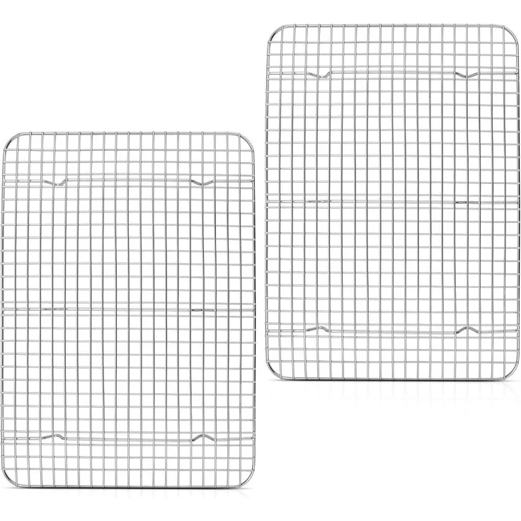 Homikit Kuchengitter Abkühlgitter 2er Set Edelstahl Groß Backen Kühlen 42x29,3cm
