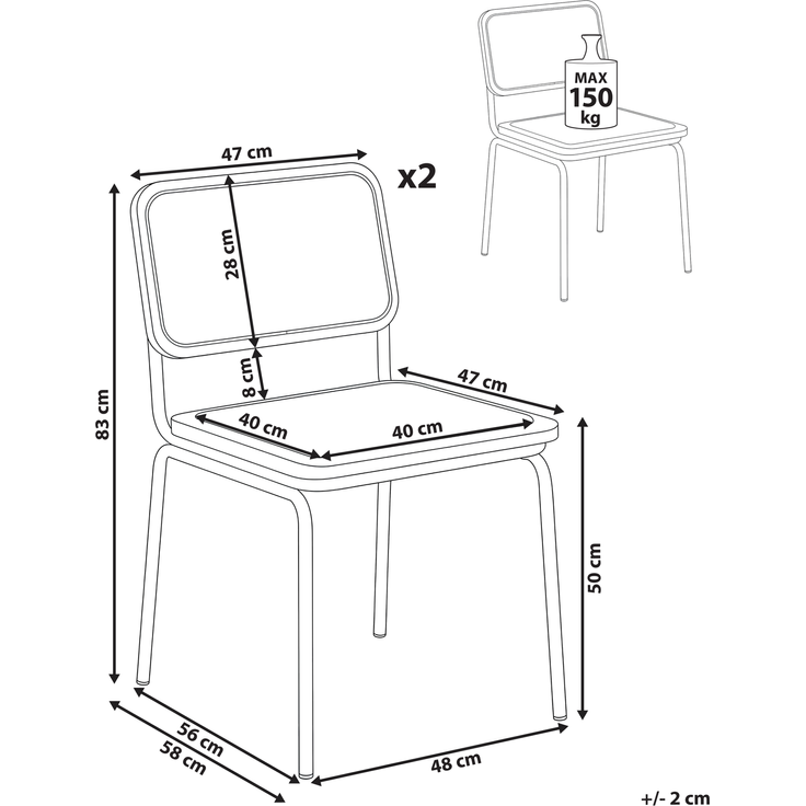 Esszimmerstuhl 2er Set CORVALLIS Polyrattan Schwarz – Bild 2