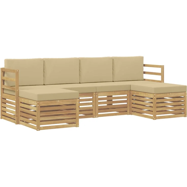 vidaXL Outdoor-Sofagarnitur 6 stk. 6-Sitzer Weiß und Beige Polyester 3392258 – Bild 2