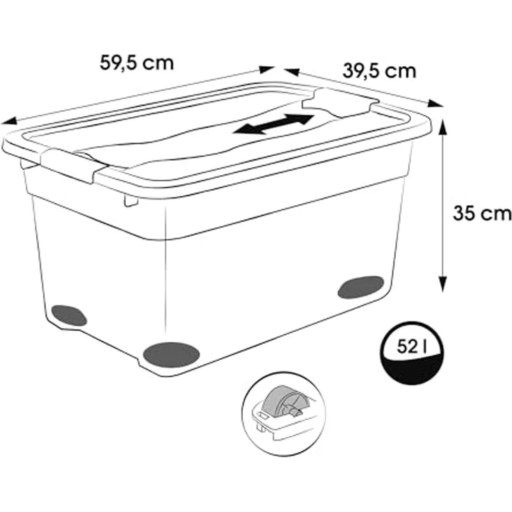 keeeper Organizer konrad (Set, 2 St), Aufbewahrungsbox, 52 L, mit Rollen, Deckel, Schiebeverschluss – Bild 2