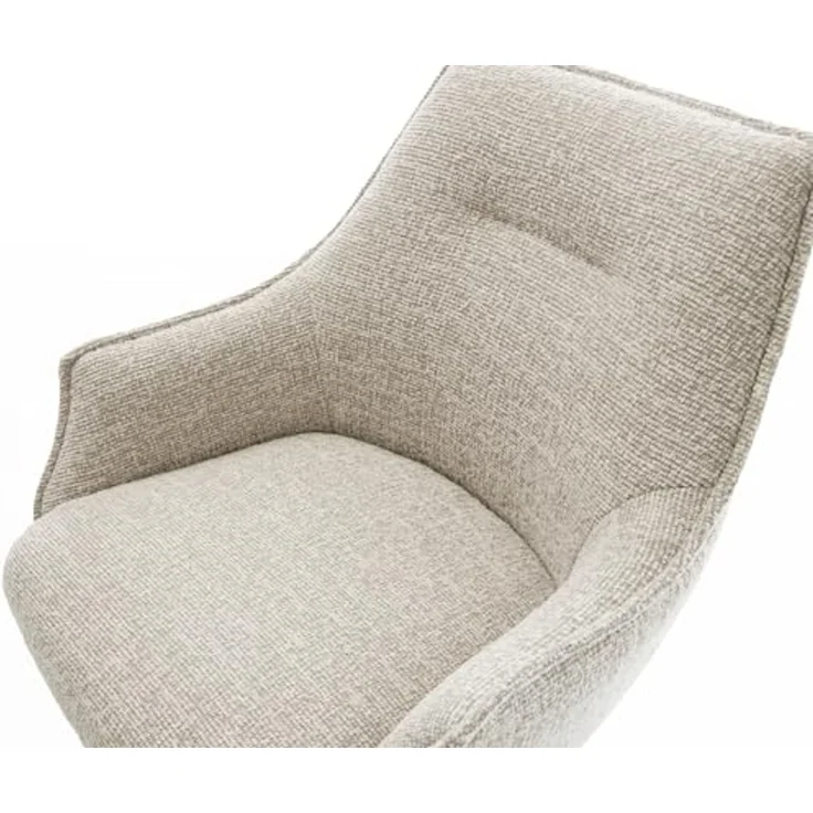 Barstuhl Alja-Flex Webstoff Soft Beige Drehfuß höhenverstellbar Edelstahl Silberfarben Taschenfederkern – Bild 5