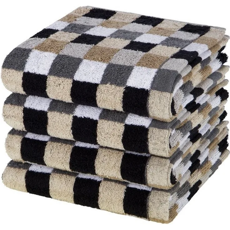 Cawö Lifestyle 4 tlg. Frottier-Set - 4 X Handtuch (50 X 100cm) - 512 g/m2 - Kiesel