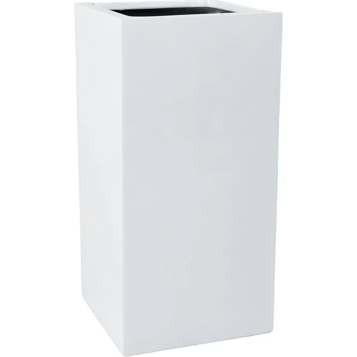 VIVANNO Pflanzkübel Fiberglas BLOCK Säule, Weiß Matt 40x40x80 cm – Bild 1