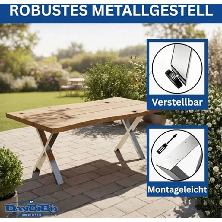 DanDiBo 2x Tischbeine Edelstahl 72 x 60 cm Tischgestell Höhenverstellbar 96676 Tischfüße Möbelfüße Tischkufen Esstisch Beine – Bild 4