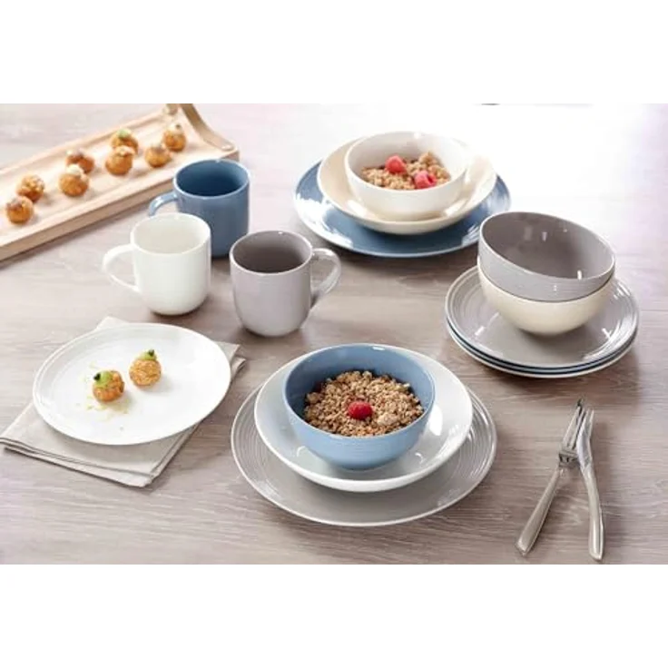 Presotto Speiseteller, Grau, Keramik, Rund, Ø 27 cm, 6er Set, spülmaschinenfest – Bild 4
