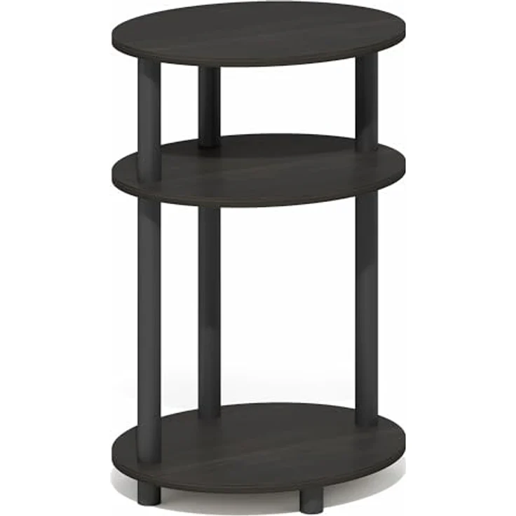 Furinno Turn-N-Tube Nachttisch, 3-stufig, 23" ovaler Nachttisch, Bettseitentisch mit offenen Ablagen für Schlafzimmer, Wohnzimmer, Espresso – Bild 5