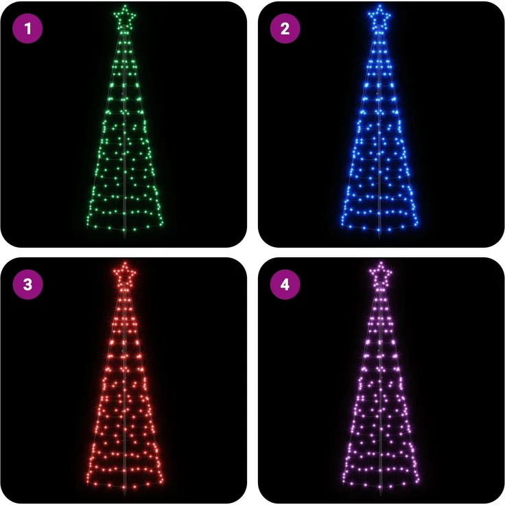 vidaXL LED-Weihnachtsbaum EKENAS 180 cm 168 LEDs Mehrfarbig Stahl 42050818 – Bild 5