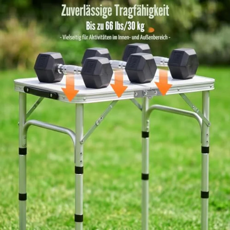 Velway Campingtisch Klappbar Höhenverstellbar 60x40cm – Bild 3