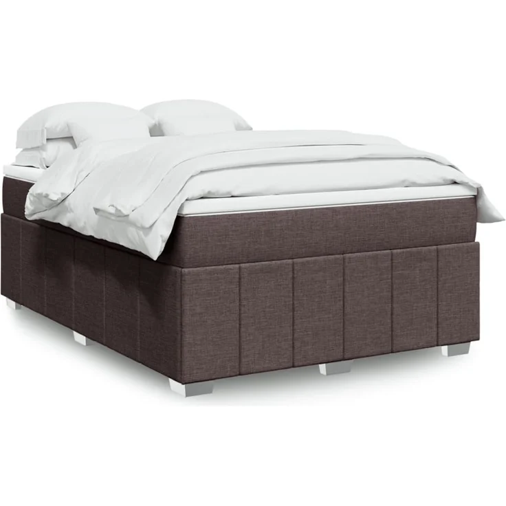 vidaXL Boxspringbett mit Matratze Dunkelbraun 140x200 cm Stoff 3285480 – Bild 1