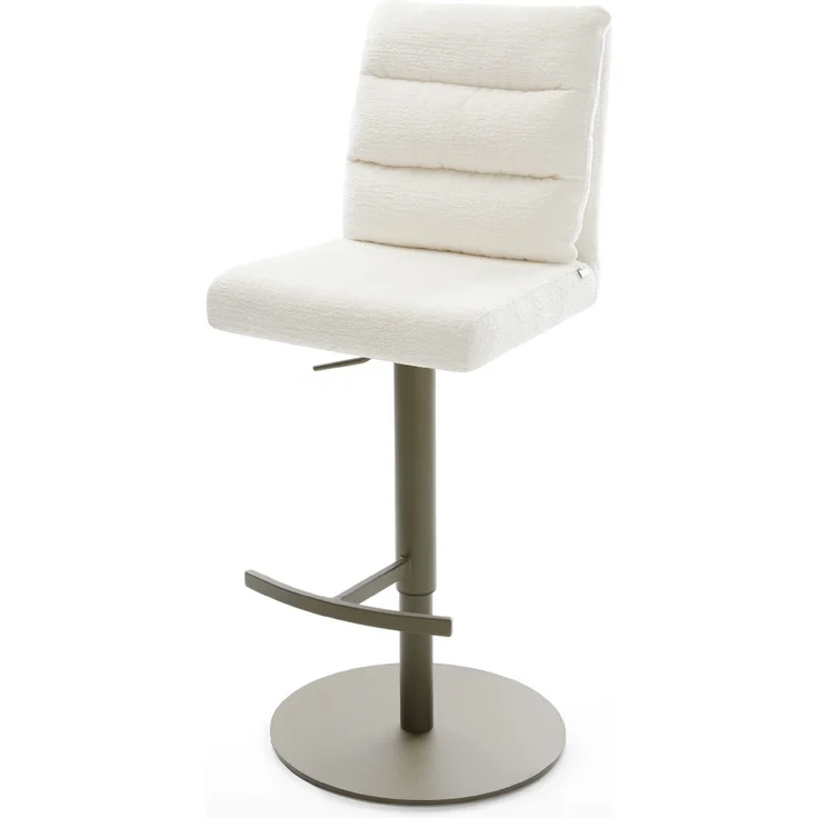 Barstuhl Pela-Flex Bouclé Soft Beige Drehfuß höhenverstellbar Metall Titanfarben – Bild 1