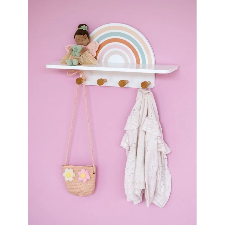 Basera® Wandgarderobe Kinder-Wandgarderobe aus MDF und Kiefer (1 St), Regenbogen-Design – Bild 2