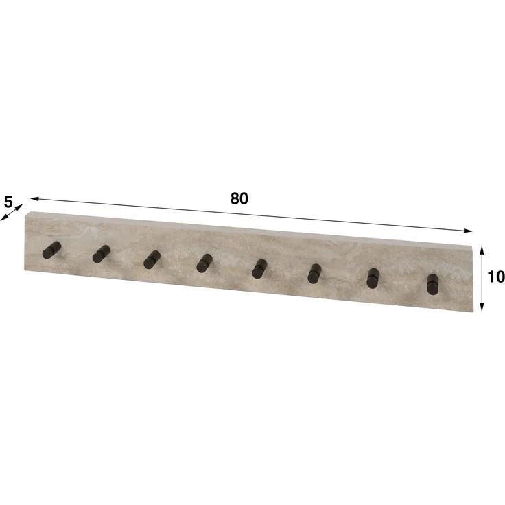 Wandgarderobe Oniva mit 8 Haken und Keramik in Travertinoptik – Bild 3