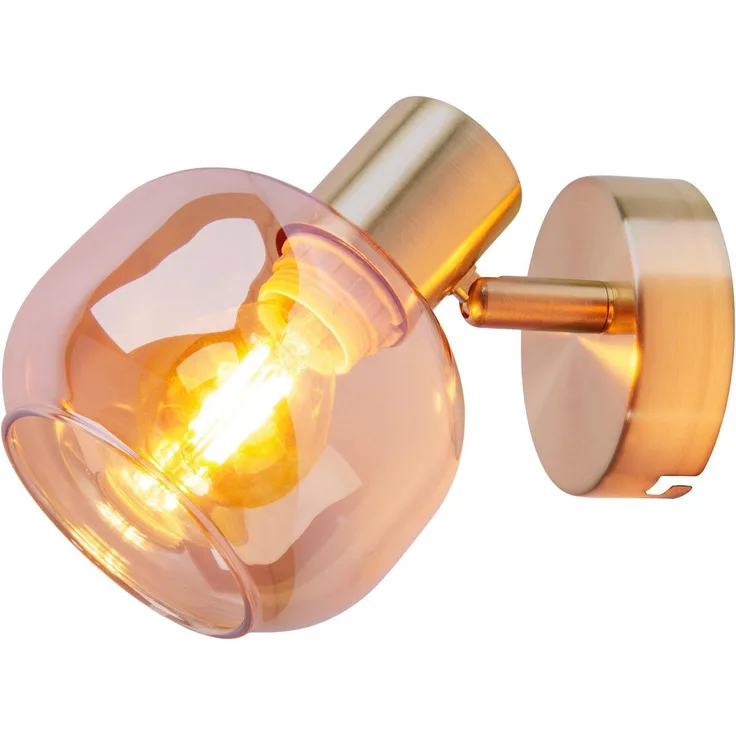 näve Wandstrahler Libby, ohne Leuchtmittel, 1flg. flexibel verstellbar Glasschirm in amber getönt excl. 1xE14
