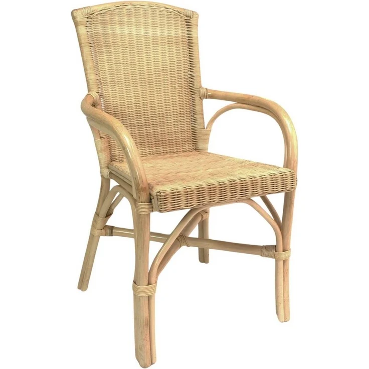 Dekoleidenschaft Rattanstuhl Rattansessel, natur lackiert, 4 verschiedene Modelle, Korbsessel, Balkonmöbel mit Komfort Sitzhöhe, Cocktailsessel, Gartenmöbel – Bild 1