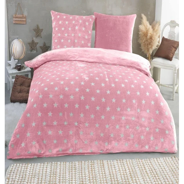Malika Wendebettwäsche 200x200 + 2x 80x80 cm Cashmere Touch Sterne Bettwäsche, atmungsaktiv, Mikrofaser, 3 teilig, Für Allergiker geeignet, pflegeleicht, angenehm weicher Stoff