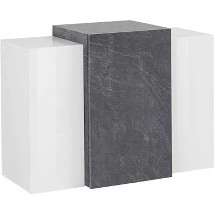 Dmora - Wandschrank Michael, Mehrzweckgarderobe, Wandschrank, 100 % Made in Italy, 90 x 38 x 66 cm, glänzendes Weiß und Schiefer, – Bild 3