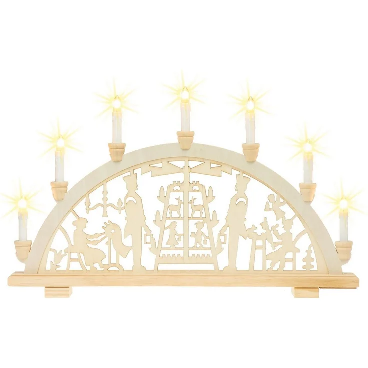 SIKORA Schwibbogen LB10-7 Lichterbogen GUTE STUBE mit Spinnfrau Bergmann Motiv 57 cm, Innen Deko mit LED Beleuchtung und klassischem Weihnachtsmotiv – Bild 5