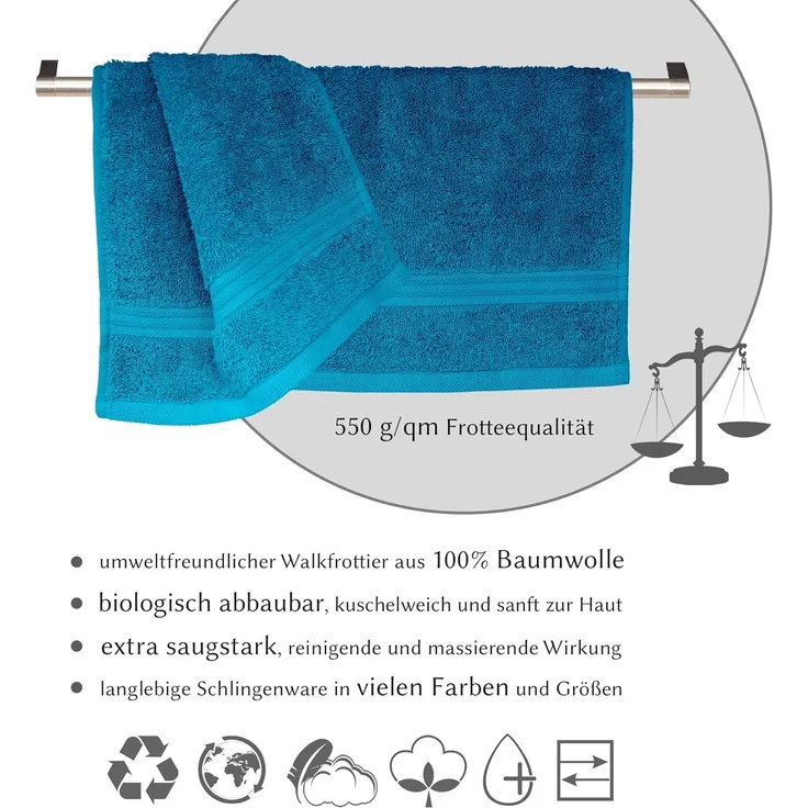 Lashuma Seiftuch Linz, (Set, 6-St), kleine Gästetücher Petrol 30x30 cm – Bild 4