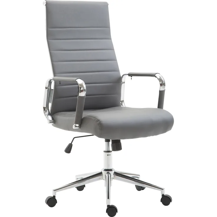 DELUKE® Bürostuhl Ergonomisch SONOD Schreibtischstuhl mit Rollen Höhenverstellbarer Drehstuhl, Arbeitsstuhl mit Armlehne Chefsessel, Computerstuhl 135 kg Grau