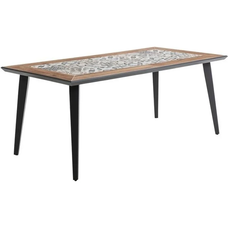 Dehner Gartentisch Lissabon, 6 Sitzplätze, 178.5 x 74 x 88.5 cm, Aluminium / Keramik, mit mediterranem Mosaik auf der Tischplatte – Bild 4